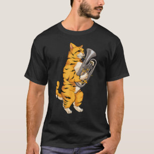 Lustige Katze spielt Euphonium Coole Liebe Tier Mu T-Shirt