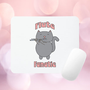 Lustige Katze spielt Flöte Musikliebhaber Musiker Mousepad
