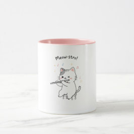 Lustige Katze spielt Flöte Tasse
