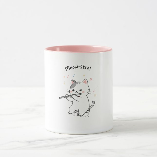 Lustige Katze spielt Flöte Tasse (Zentrum)