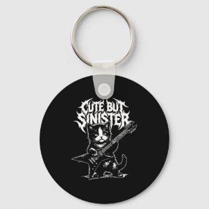 Lustige Katze spielt Gitarre Gitarrist Rock and Ro Schlüsselanhänger