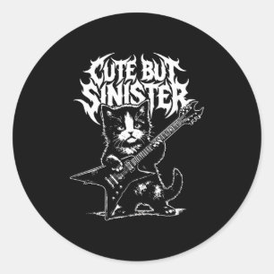 Lustige Katze spielt Gitarre Gitarrist Rock und Ro Runder Aufkleber