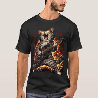 Lustige Katze spielt Gitarre Rock And Roll für T-Shirt