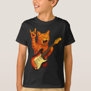 Lustige Katze spielt Gitarre Rock And Roll Geschen T-Shirt