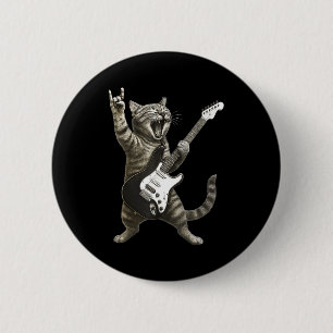 Lustige Katze spielt Gitarre Rock And Roll Männer  Button