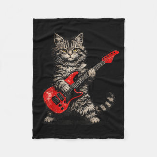 Lustige Katze spielt Gitarre Rock and Roll Männer Fleecedecke