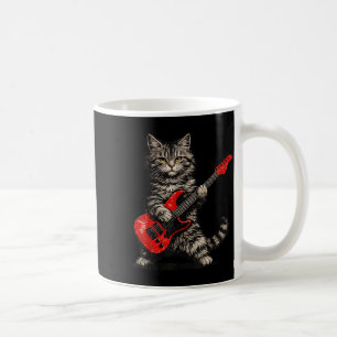 Lustige Katze spielt Gitarre Rock and Roll Männer Kaffeetasse