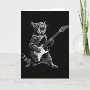 Lustige Katze spielt Gitarre Rock And Roll Männer  Karte