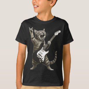 Lustige Katze spielt Gitarre Rock And Roll Männer T-Shirt