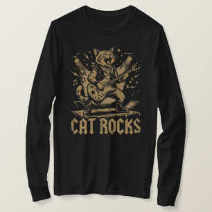 Lustige Katze spielt Gitarre Süße Musik Katzen Des T-Shirt