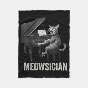 Lustige Katze spielt Klaviermusik Wortspiel Meowsi Fleecedecke
