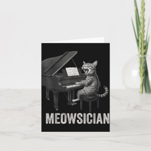 Lustige Katze spielt Klaviermusik Wortspiel Meowsi Karte