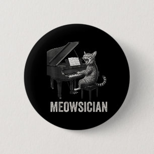 Lustige Katze spielt Klaviermusik Wortwitz Meowsic Button