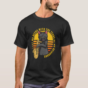 Lustige Katze spielt Saxophon T-Shirt