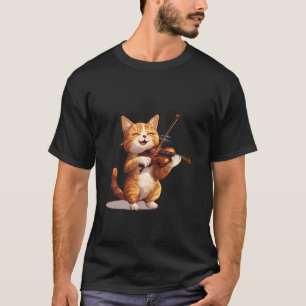 Lustige Katze spielt Violine für Katzen- und Violi T-Shirt