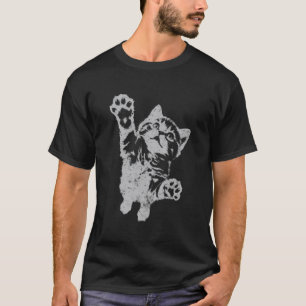 Lustige Katze springt albern hoch, abgenutzt, Vint T-Shirt