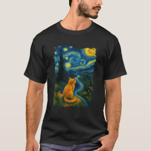 Lustige Katze Sternennacht Van Gogh Katze für Katz T-Shirt