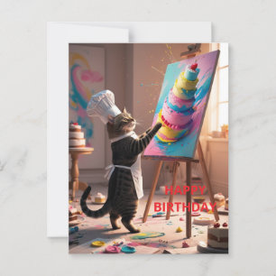 Lustige Katze Torte Alles Gute zum Geburtstag Gruß Postkarte