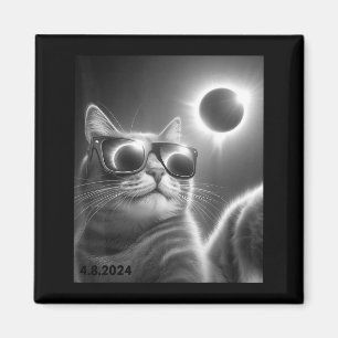 Lustige Katze trägt Sonnenbrille Selfie Sonnenfins Magnet