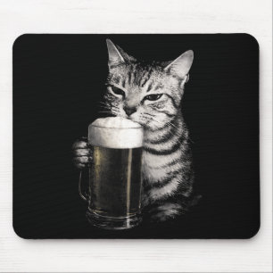 Lustige Katze trinkt Bier Meme Männer Frauen passe Mousepad