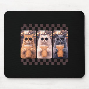 Lustige Katze trinkt Eiskaffee Meme Tier Eiskaffee Mousepad
