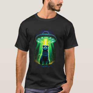 Lustige Katze UFO Außerirdische Katze Mama Katze P T-Shirt