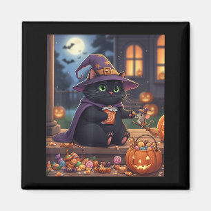 Lustige Katze und niedliche Maus Halloween-Kürbis  Magnet