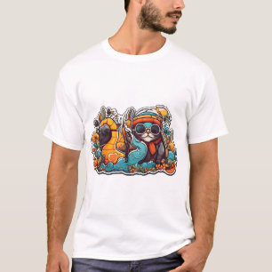 lustige Katze und Schildkröte T-Shirt