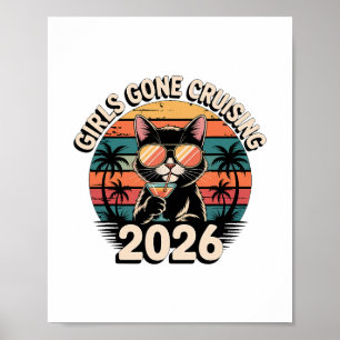 Lustige Katze Urlaubsreise Mädchen beim Cruising 2 Poster