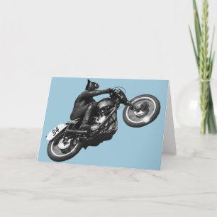 Lustige Katze Vintage-Motorrad Feiertagskarte