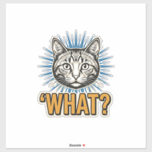 Lustige Katze 'WAS_' Vintage Gravur Grafik T-Shirt Aufkleber