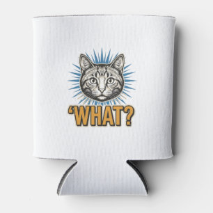 Lustige Katze 'WAS_' Vintage-Stich Grafik-T-Shirt_ Dosenkühler