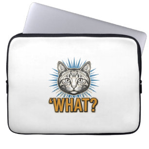 Lustige Katze 'WAS_' Vintage-Stich Grafik-T-Shirt_ Laptopschutzhülle