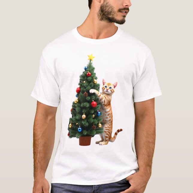 Lustige Katze Weihnachtsbaum Weihnachtsgeschenke M T-Shirt (Vorderseite)