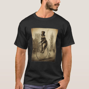 Lustige Katze Zylinder fährt Penny Farthing Fahrra T-Shirt