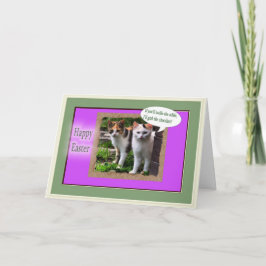 Lustige Katzen bedrohen den Osterhasen Feiertagskarte