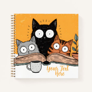 Lustige Katzen beim Lesen Illustration Notizbuch