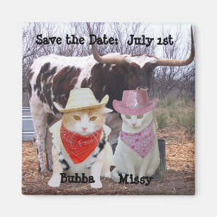 Lustige Katzen-Cowboys Save the Date Magnet
