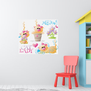 Lustige Katzen Dame Cartoon Süße Katzenliebhaberin Poster
