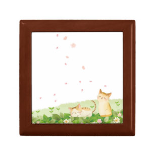 Lustige Katzen, die unter Kirschblüten singen Erinnerungskiste