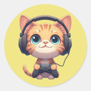 Lustige Katzen-Gamer – Geschenk für Katzenliebhabe Runder Aufkleber