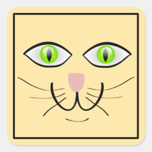 Lustige Katzen-Gesicht Cartoon-29034 Quadratischer Aufkleber