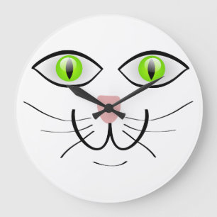 lustige Katzen Gesicht Große Wanduhr