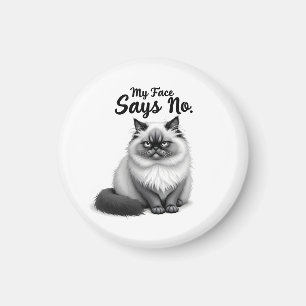 Lustige Katzen-Gesicht-Illustration – Minimale nie Magnet