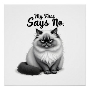 Lustige Katzen-Gesicht-Illustration – Minimalistis Poster