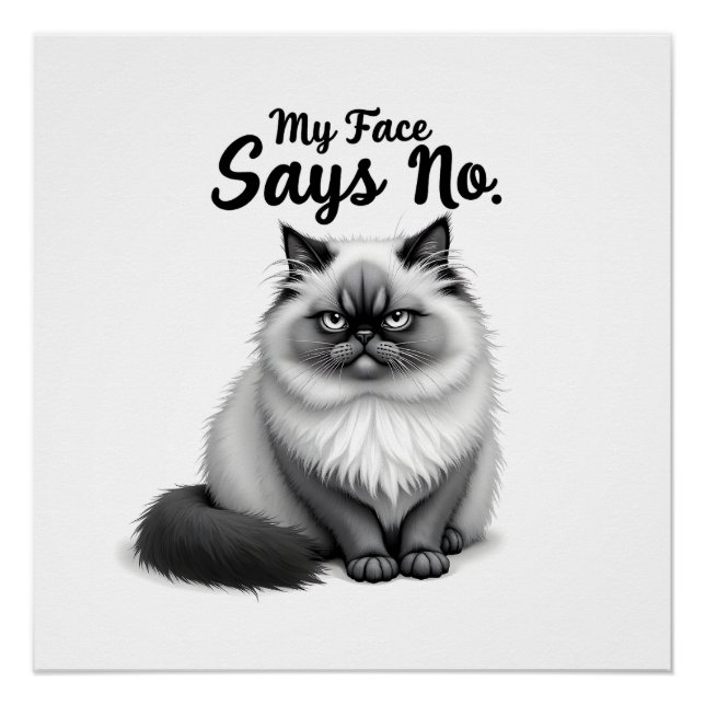Lustige Katzen-Gesicht-Illustration – Minimalistis Poster (Vorderseite)