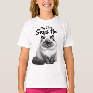 Lustige Katzen-Gesicht-Illustration – Minimalistis T-Shirt