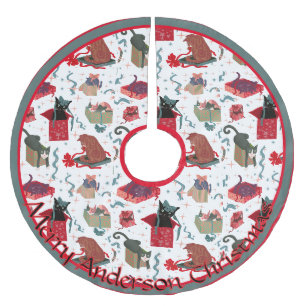 Lustige Katzen in Weihnachtsboxen Personalisiert Polyester Weihnachtsbaumdecke