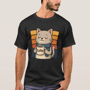 Lustige Katzen Kaffee Vintage T-Shirt