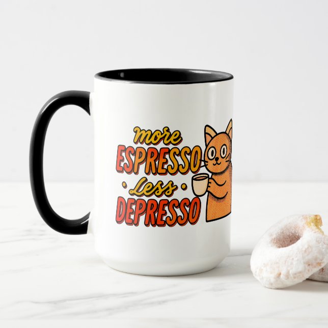 Lustige Katzen-Kaffeetasse Tasse (Mit Donut)
